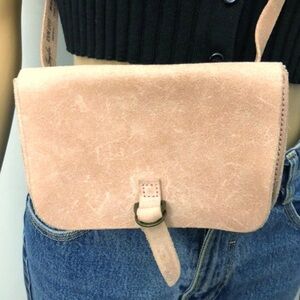 Garuglieri Italian Genuine Leather Pastel Pink Belt Bag Crossbody Bag.